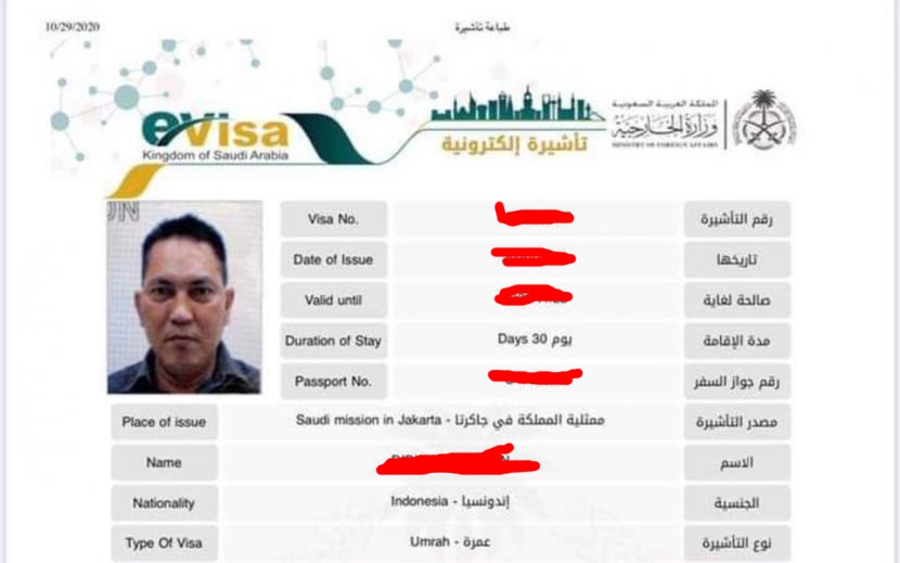 Contoh Visa Umroh